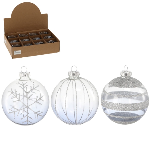 Chomik Стеклянная Шарика - Прозрачная, Украшенная, 8 См, Разнообразные Дизайны, BOZ4778 - Home Club