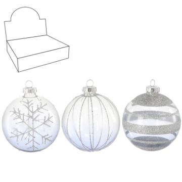 Chomik Стеклянная Шарика - Прозрачная, Украшенная, 8 См, Разнообразные Дизайны, BOZ4778 - Home Club