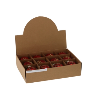 Chomik Скляна куля - червона матова 8 см, різні візерунки, BOZ4785 - Home Club