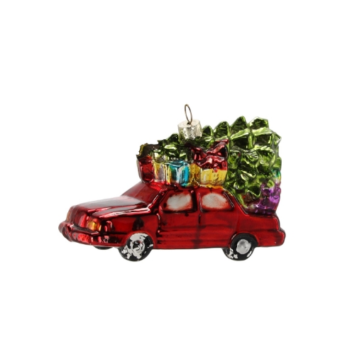 Chomik Стеклянная Пулья - Красный Автомобиль С Елкой 12,3 x 4,8 x 7 См, BOZ4792 - Home Club