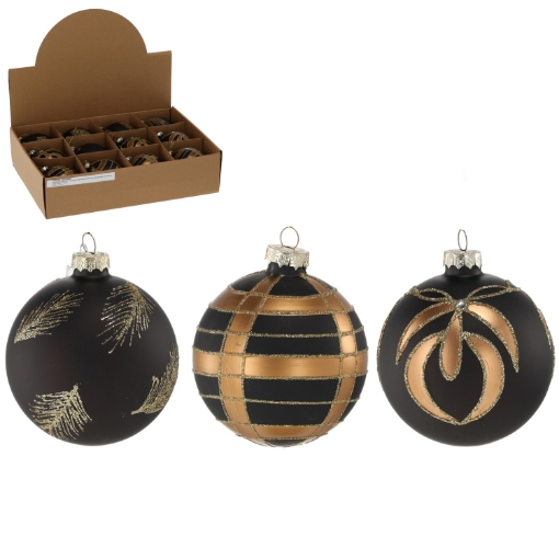 Chomik Стаканная Шарика - Черная Матовая С Узорами 8 См, Различные Узоры, BOZ4839 - Home Club