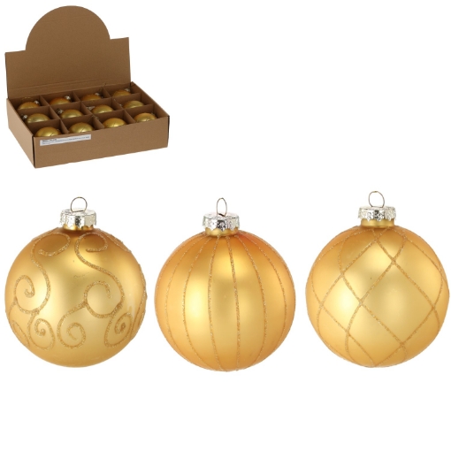 Chomik Стеклянная Пушка - Матовый Золотой 8 См, Разнообразные Узоры, BOZ4846 - Home Club