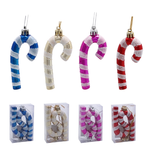 Chomik Набор из 4 елочных украшений 9 см «Конфетная палочка», BAI4777 - Home Club