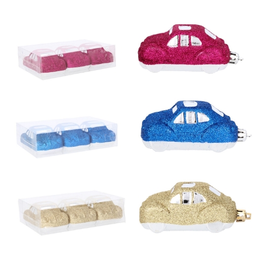 Chomik Набор из 3 елочных украшений в виде автомобилей, 9 см, BAI9106 - Home Club