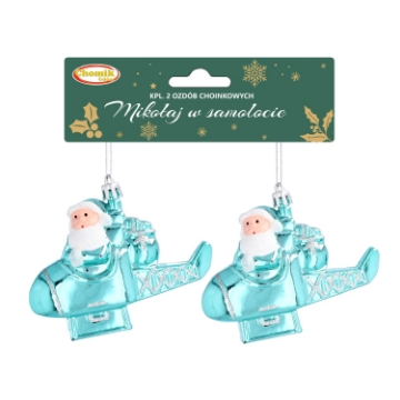 Chomik Набор из 2 елочных украшений «Санта-Клаус в самолете», BAI9182 - Home Club