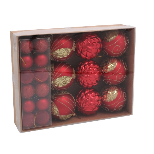 Chomik Набор из 33 елочных шаров красного, серебряного и золотого цветов., BAI9716 - Home Club