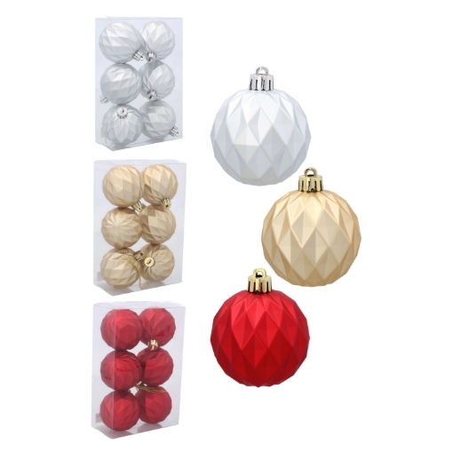 Chomik Набор из 6 геометрических шаров, 6 см, красный/золотой/серебряный, GIF2792 - Home Club