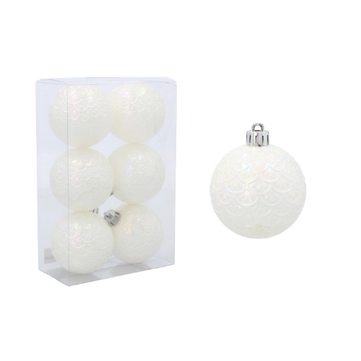Chomik Набор из 6 елочных шаров, 6 см, белый, GIF2815 - Home Club