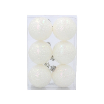 Chomik Набор из 6 елочных шаров, 6 см, белый, GIF2815 - Home Club