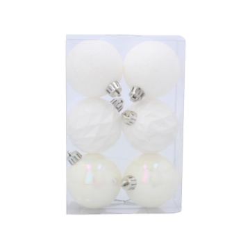 Chomik Набор из 6 елочных шаров, 6 см, белый, GIF2822 - Home Club