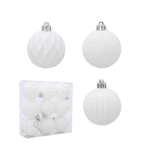 Chomik Набор из 9 шариков, 6 см, белый, различные дизайны, GIF2891 - Home Club