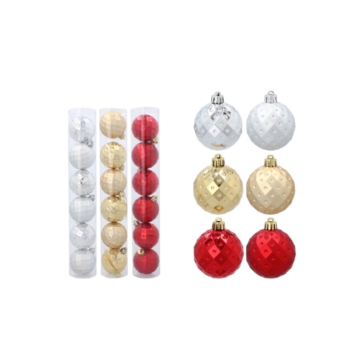 Chomik Набор из 6 шариков, 6 см, красный/золотой/серебряный (туба), GIF3003 - Home Club