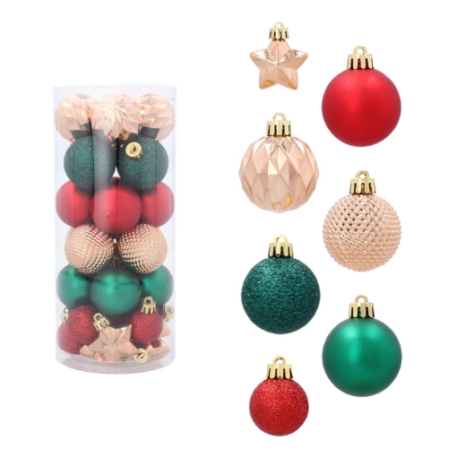 Chomik Набор из 32 шариков размером 3-4 см, красно-золотой-зеленый микс дизайнов., GIF3249 - Home Club