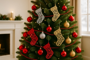 Chomik Набор из 12 елочных украшений - ботинок 10 см, красный/золотой/серебряный, GIF3553 - Home Club