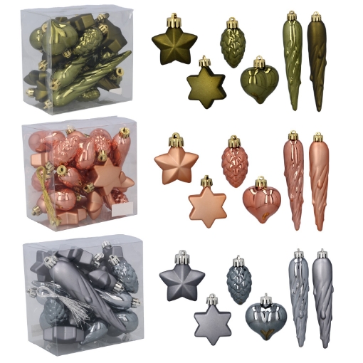 Chomik Набор из 20 оливковых/медных/графитовых шариков с различными узорами, GIF7078 - Home Club