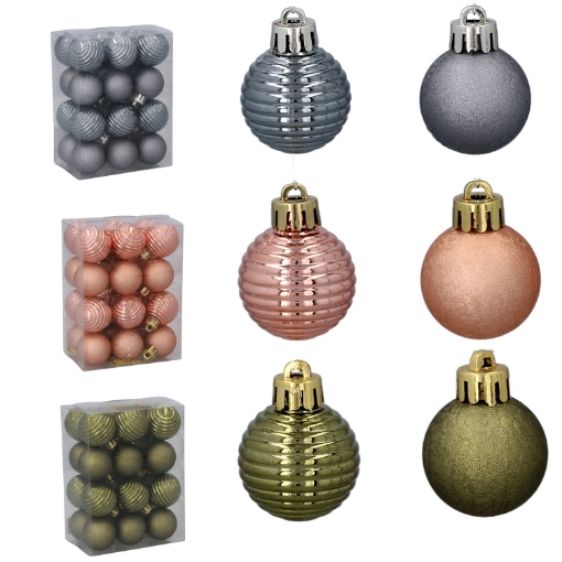 Chomik Набор из 24 шариков, 3 см, оливковый/медный/графитовый, разнообразные дизайны., GIF7153 - Home Club