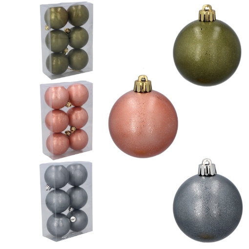 Chomik Набор из 6 шариков, 6 см, оливковый/медный/графитовый, GIF7184 - Home Club