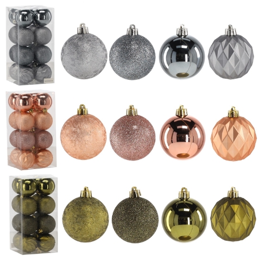 Chomik Набор из 16 шариков, 6 см, оливковый/медный/графитовый, разнообразные дизайны, GIF7207 - Home Club