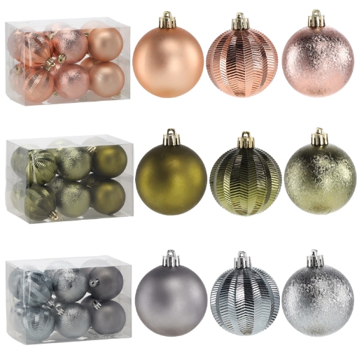 Chomik Набор из 12 шариков, 6 см, оливковый/медный/графитовый, GIF7306 - Home Club