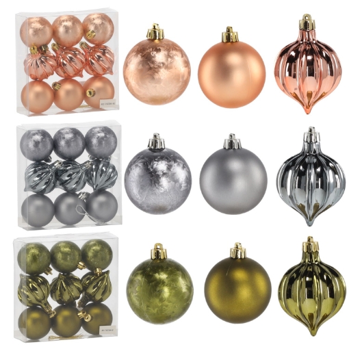 Chomik Набор из 9 шариков, 6 см, оливковый/медный/графитовый, разнообразные дизайны., GIF7320 - Home Club