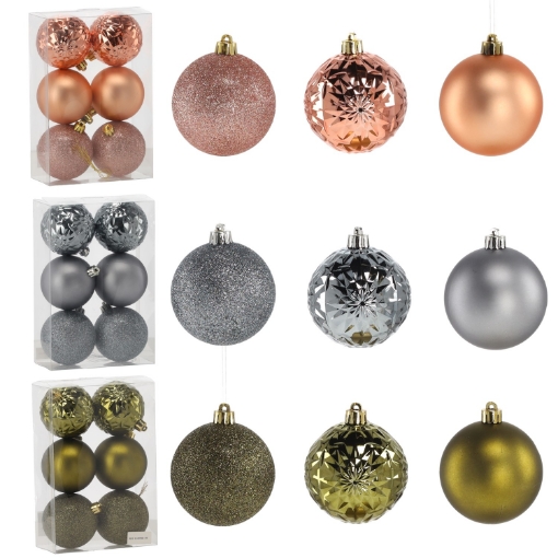 Chomik Набор из 6 шариков, 7 см, оливковый/медный/графитовый, различные дизайны, GIF7399 - Home Club