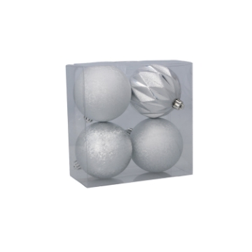 Chomik Набор из 4 шариков, 8 см, красный/золотой/серебряный, разнообразные дизайны, GIF7436 - Home Club