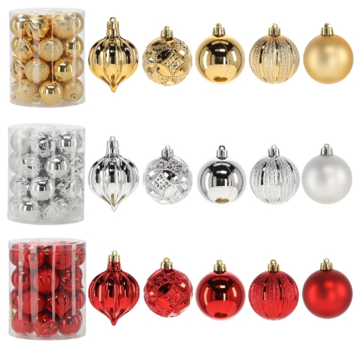 Chomik Набор из 26 шариков, 6 см, красный/золотой/серебряный, GIF7467 - Home Club