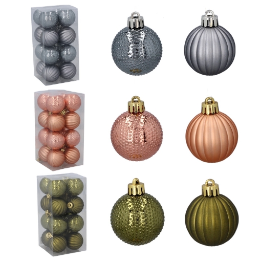 Chomik Набор из 16 шариков, 4 см, оливковый/медный/графитовый, разнообразные дизайны, GIF7542 - Home Club