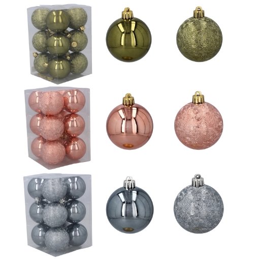 Chomik Набор из 12 шариков, 6 см, оливковый/медный/графитовый, GIF7573 - Home Club