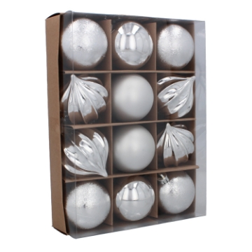 Chomik Набор из 12 шариков, 6 см, красный/золотой/серебряный, разнообразные дизайны, GIF7610 - Home Club