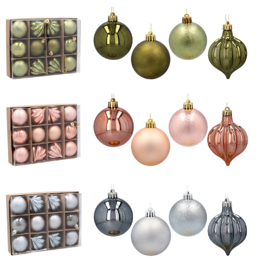 Chomik Набор из 12 шариков, 6 см, оливковый/медный/графитовый, разнообразные дизайны, GIF7627 - Home Club