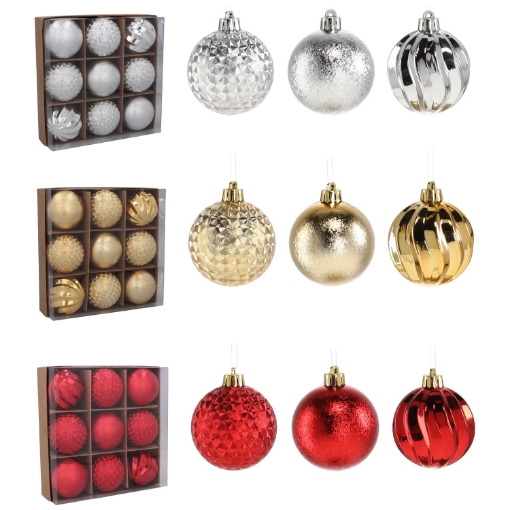 Chomik Набор из 9 шариков, 6 см, красный/золотой/серебряный, GIF7634 - Home Club