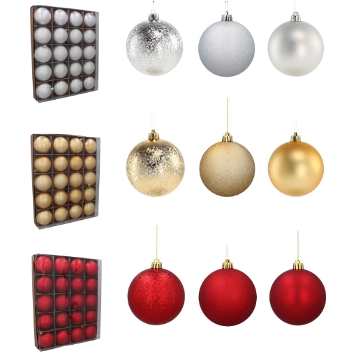 Chomik Набор из 20 шариков, 8 см, красно-золото-серебряный микс дизайнов, GIF7672 - Home Club