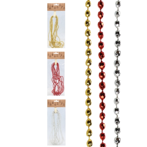Chomik Гирлянда 2,7 М Бусы 5 Мм Красный/Золотой/Серебряный, GIF7795 - Home Club
