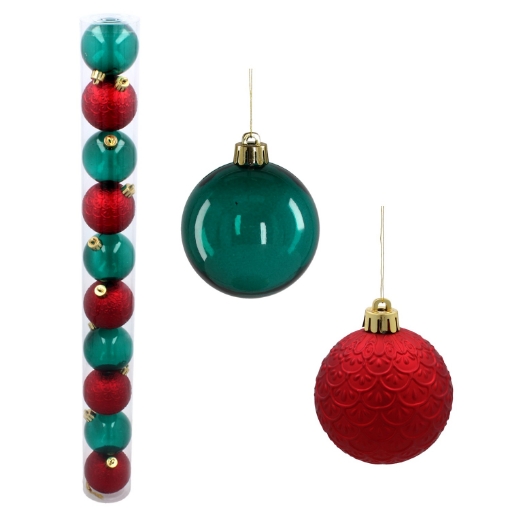 Chomik Набор из 10 шариков в тубе 6 см, красный / бутылочно-зеленый, GIF3597 - Home Club