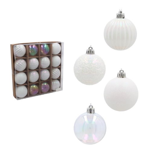 Chomik Набор из 16 шариков, 6 см, серебристо-белый, GIF3726 - Home Club