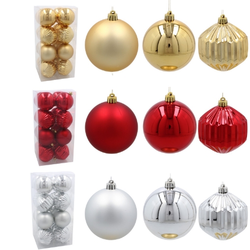 Chomik Набор из 16 шариков, 8 см, красный / золотой / серебряный, GIF3788 - Home Club