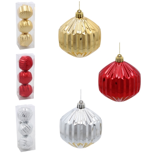 Chomik Набор из 3 шариков, 8 см, красный/золотой/серебряный, GIF3818 - Home Club
