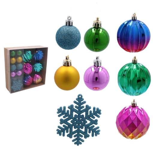 Chomik 30 Разноцветных Елочных Украшений, BAI5317 - Home Club