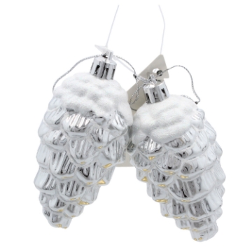 Chomik Набор из 2 елочных украшений в виде шишки 9 см, золотого/серебряного/красного цвета., BAI5386 - Home Club