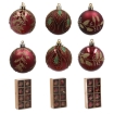 Chomik Набор из 8 бургундских елочных шаров, 6 см, различные дизайны, BAI5416 - Home Club