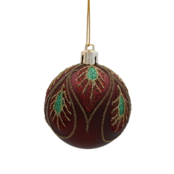 Chomik Набор из 8 бургундских елочных шаров, 6 см, различные дизайны, BAI5416 - Home Club