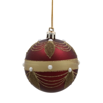 Chomik Набор из 6 рождественских шаров бордового цвета, 7 см, различные дизайны, BAI5782 - Home Club