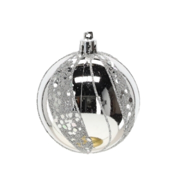 Chomik Набор из 6 серебряных елочных шаров, 7 см, различные дизайны, BAI5805 - Home Club