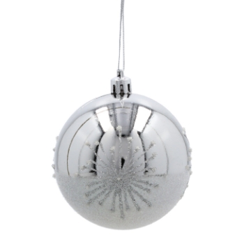Chomik Набор из 6 серебряных елочных шаров, 8 см, различные дизайны, BAI5812 - Home Club