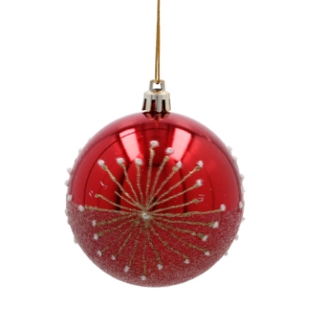 Chomik Набор из 6 красных елочных шаров, 8 см, различные дизайны, BAI5836 - Home Club