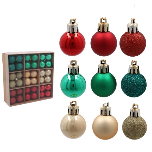 Chomik Kpl. 72 Ялинові Кульки 3 См, Різні Кольори, BAI5850 - Home Club