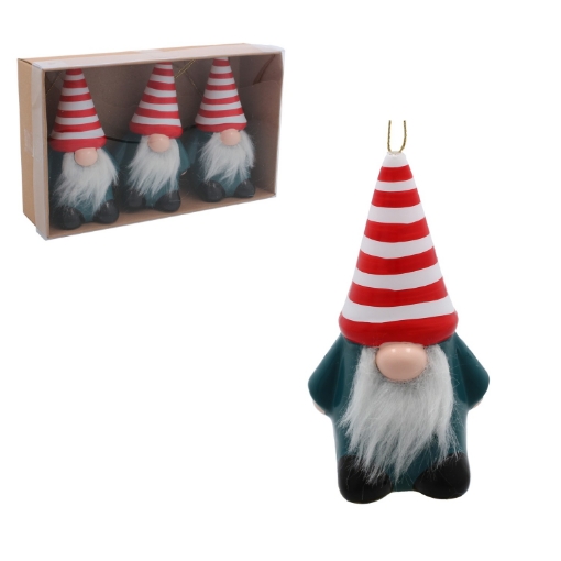 Chomik Набор из 3 елочных украшений - гномы 6,5 x 5,5 x 12 см, BIK7274 - Home Club