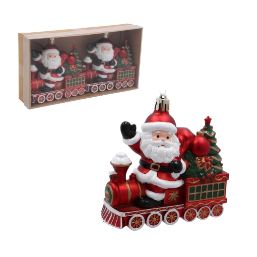 Chomik Набор из 2 елочных украшений - Поезд с Санта-Клаусом, 10 x 4,5 x 10 см, BIK7366 - Home Club