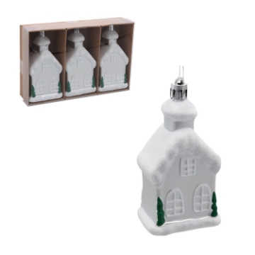 Chomik Набор из 3 елочных украшений - домик 9 см, BIK7373 - Home Club
